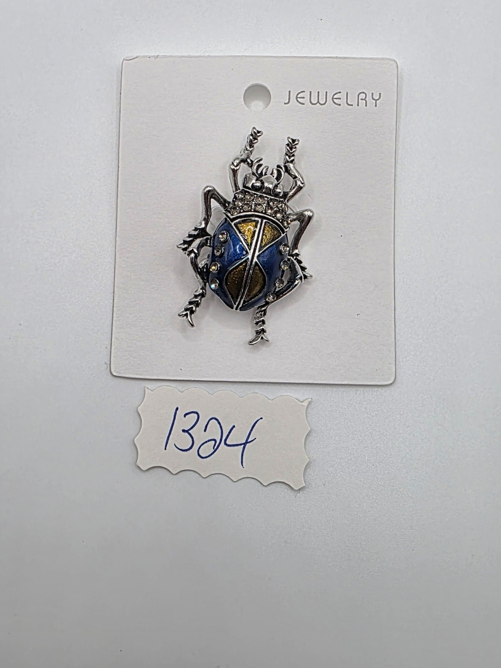 Blue and Gold Beetle Brooch Pin